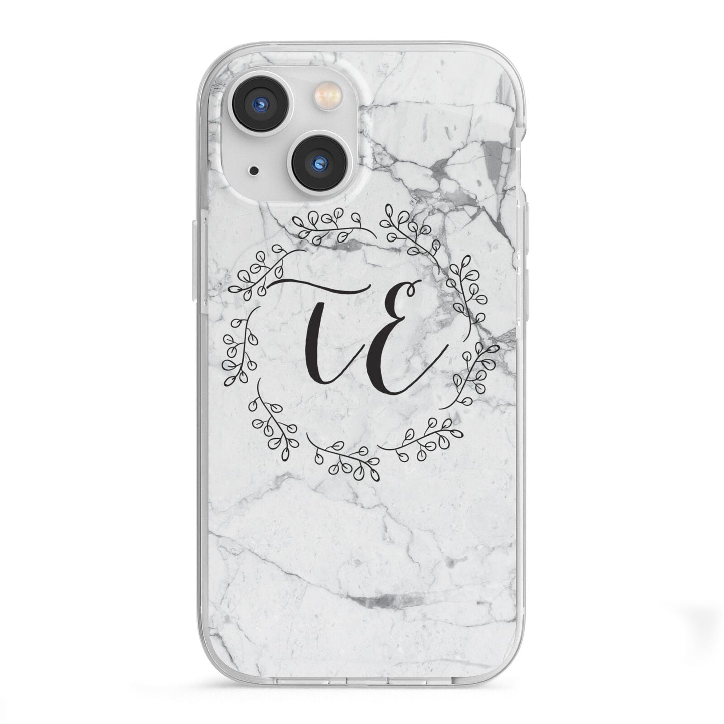 Personalised Initials Marble iPhone 13 Mini TPU Impact Case with White Edges