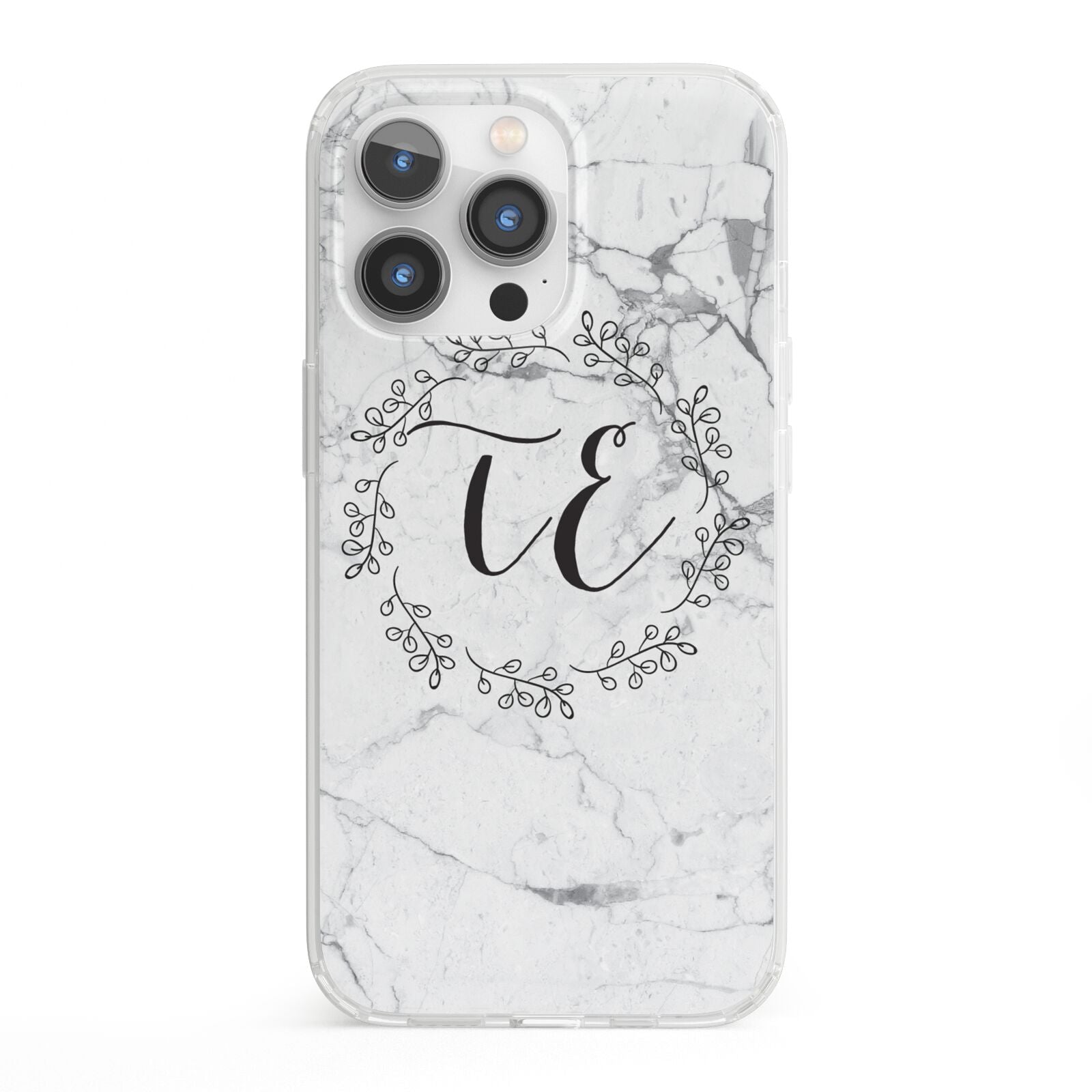 Personalised Initials Marble iPhone 13 Pro Clear Bumper Case