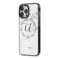 Personalised Initials Marble iPhone 13 Pro Max Black Impact Case Side Angle on Silver phone