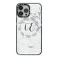 Personalised Initials Marble iPhone 13 Pro Max Black Impact Case on Silver phone