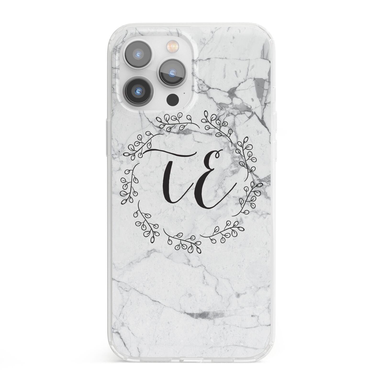 Personalised Initials Marble iPhone 13 Pro Max Clear Bumper Case