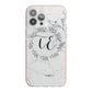 Personalised Initials Marble iPhone 13 Pro Max TPU Impact Case with Pink Edges
