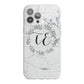 Personalised Initials Marble iPhone 13 Pro Max TPU Impact Case with White Edges