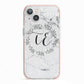 Personalised Initials Marble iPhone 13 TPU Impact Case with Pink Edges