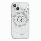 Personalised Initials Marble iPhone 13 TPU Impact Case with White Edges