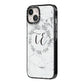 Personalised Initials Marble iPhone 14 Black Impact Case Side Angle on Silver phone