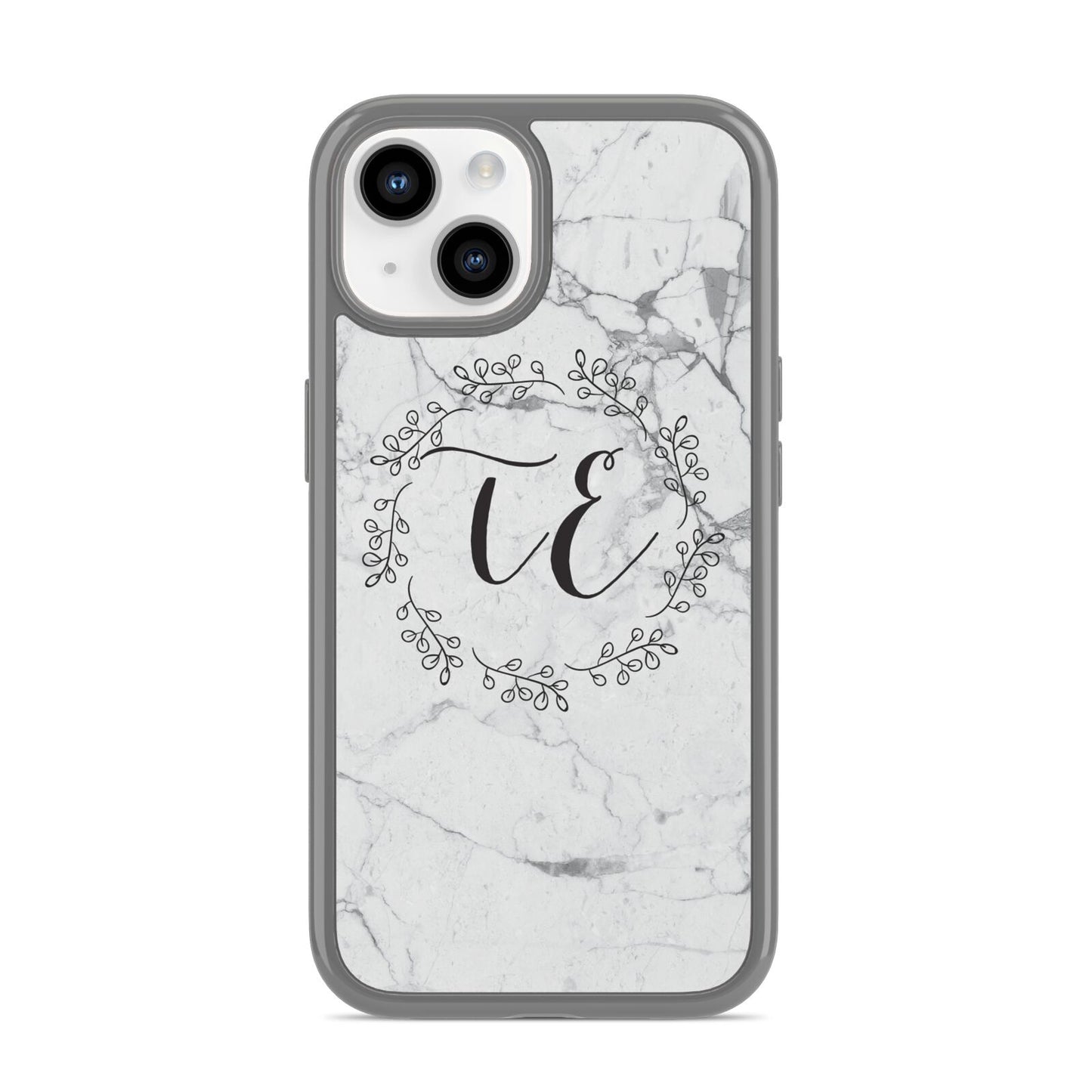 Personalised Initials Marble iPhone 14 Clear Tough Case Starlight