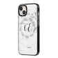 Personalised Initials Marble iPhone 14 Plus Black Impact Case Side Angle on Silver phone