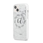 Personalised Initials Marble iPhone 14 Plus Clear Tough Case Starlight Angled Image
