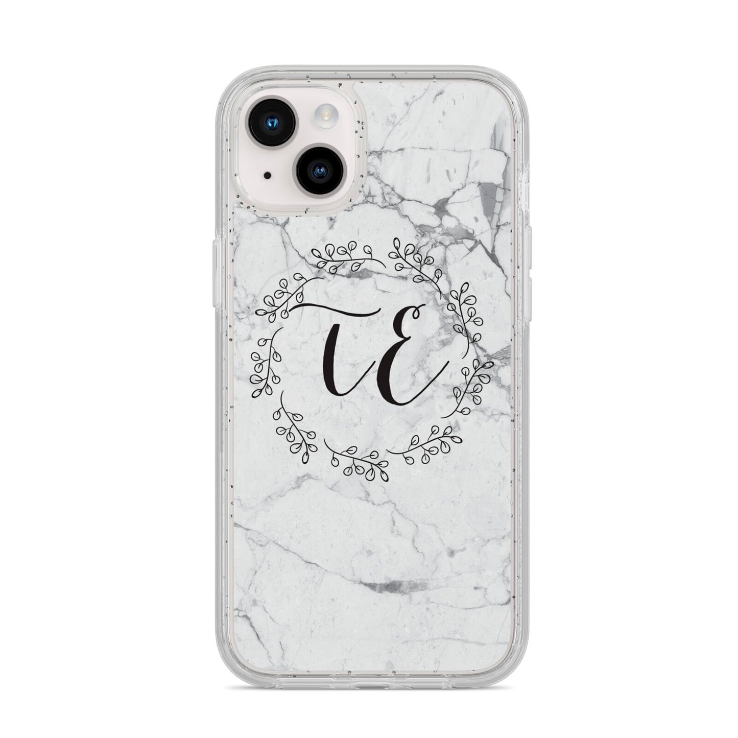 Personalised Initials Marble iPhone 14 Plus Glitter Tough Case Starlight