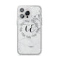 Personalised Initials Marble iPhone 14 Pro Max Glitter Tough Case Silver