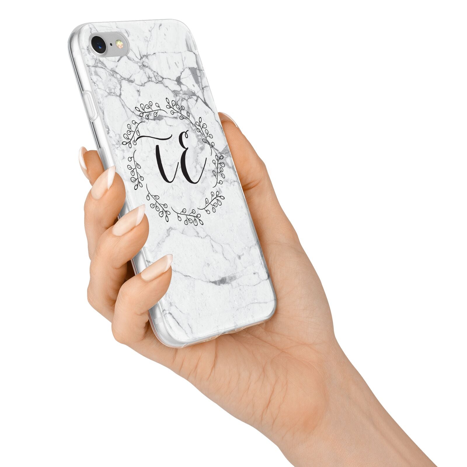 Personalised Initials Marble iPhone 7 Bumper Case on Silver iPhone Alternative Image