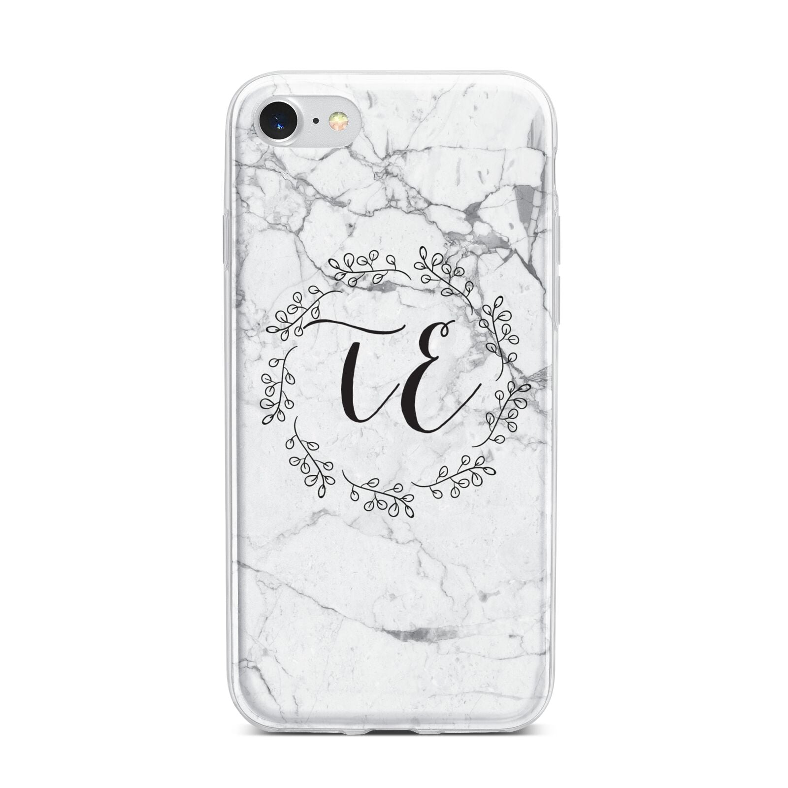 Personalised Initials Marble iPhone 7 Bumper Case on Silver iPhone