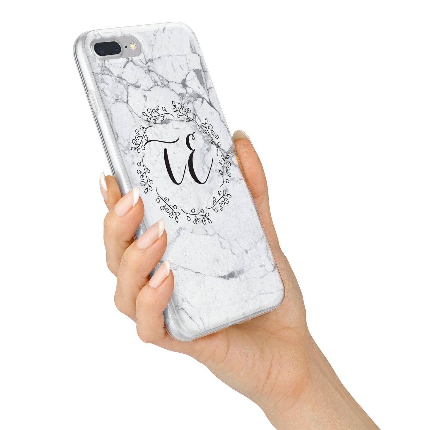 Personalised Initials Marble iPhone 7 Plus Bumper Case on Silver iPhone Alternative Image