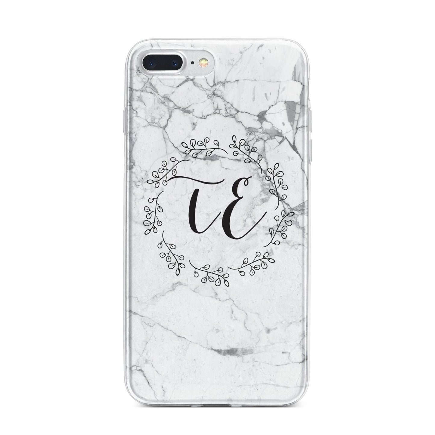 Personalised Initials Marble iPhone 7 Plus Bumper Case on Silver iPhone