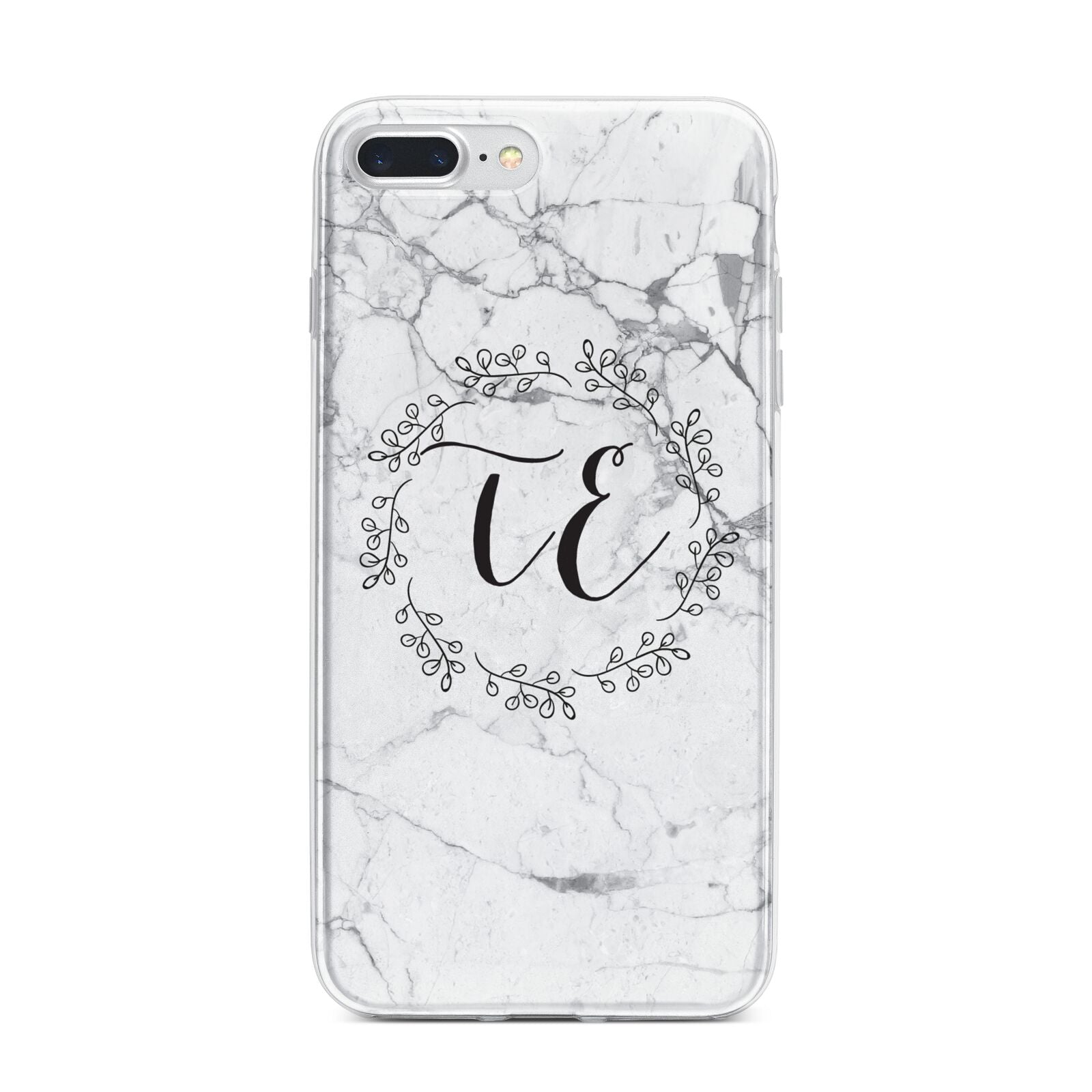 Personalised Initials Marble iPhone 7 Plus Bumper Case on Silver iPhone