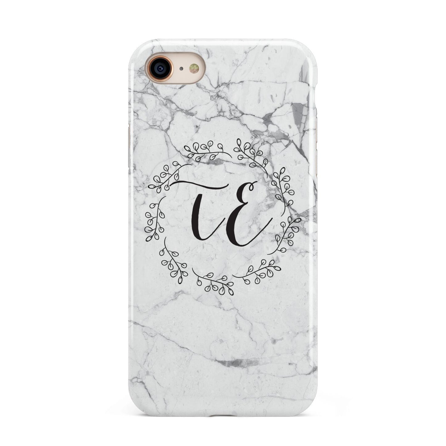Personalised Initials Marble iPhone 8 3D Tough Case on Gold Phone