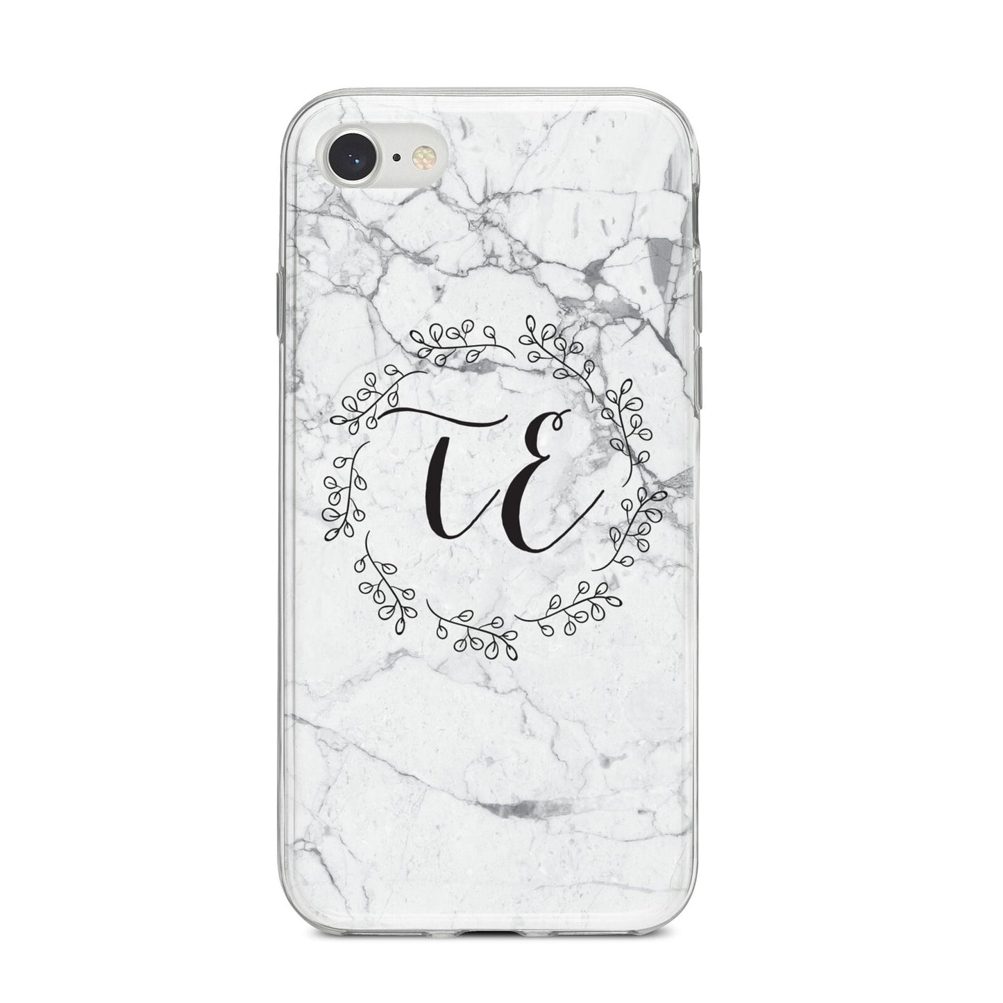 Personalised Initials Marble iPhone 8 Bumper Case on Silver iPhone