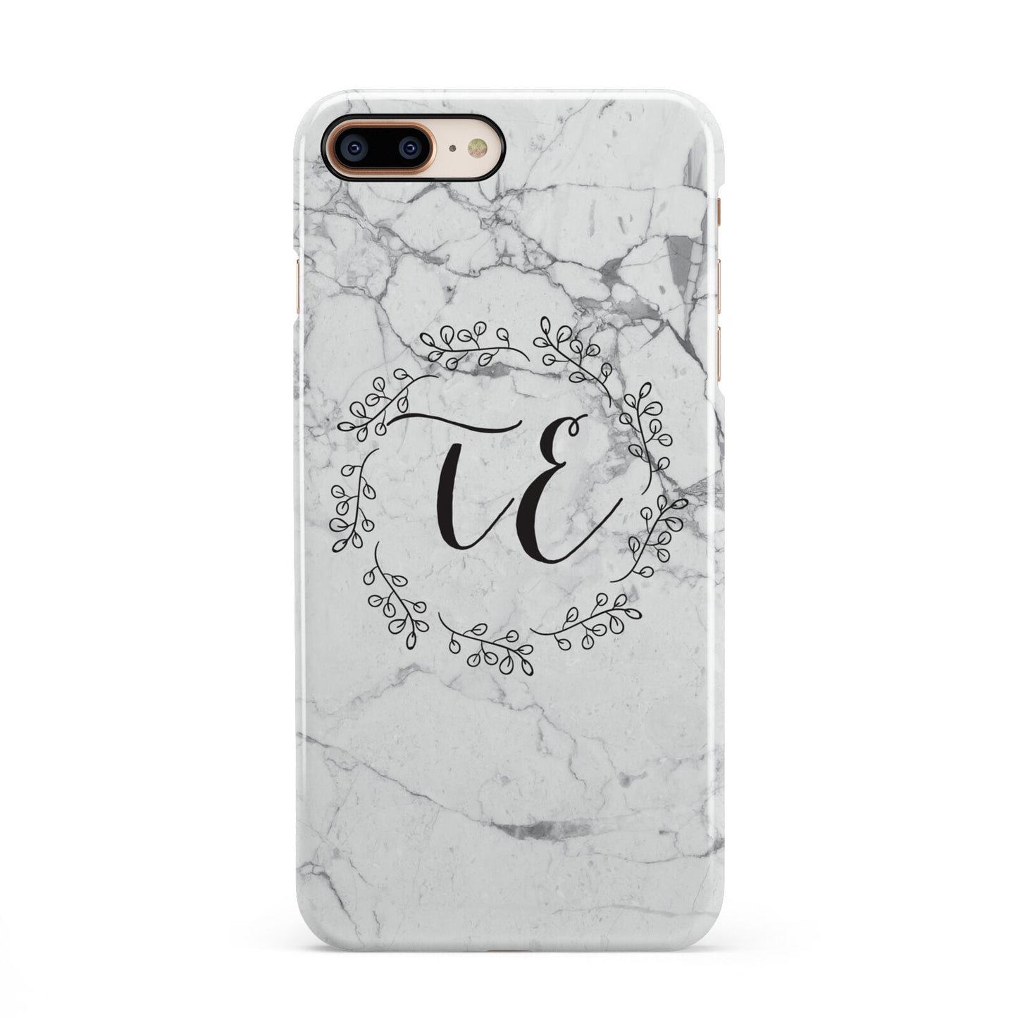 Personalised Initials Marble iPhone 8 Plus 3D Snap Case on Gold Phone