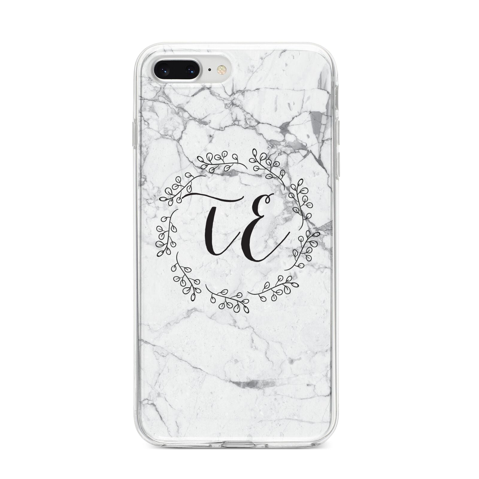 Personalised Initials Marble iPhone 8 Plus Bumper Case on Silver iPhone