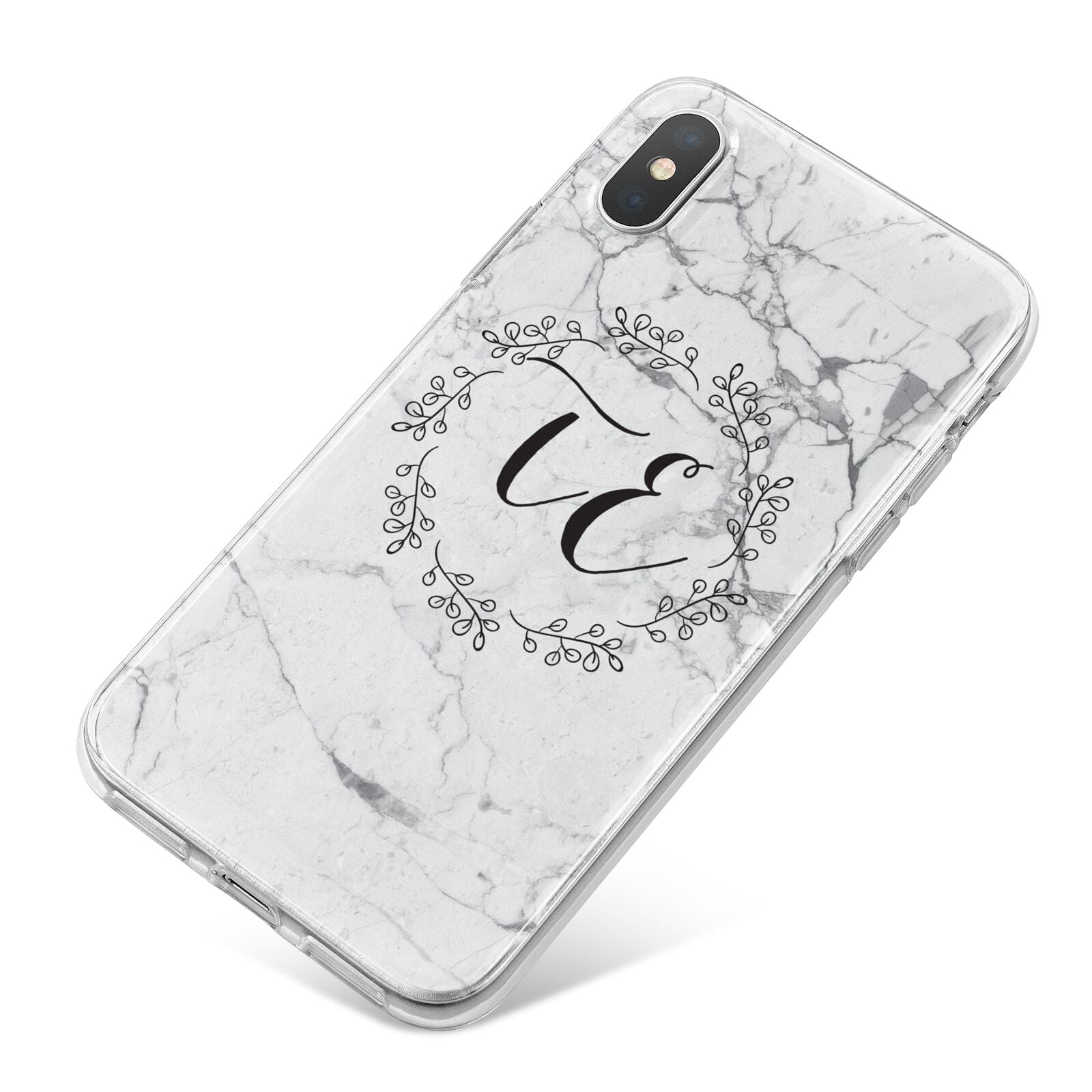 Personalised Initials Marble iPhone X Bumper Case on Silver iPhone