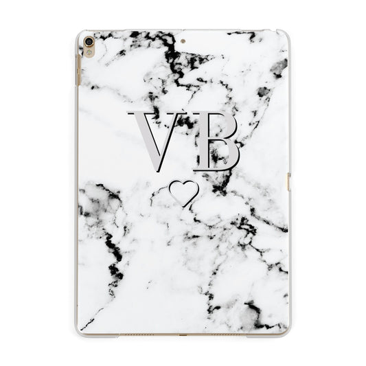 Personalised Initials Outline Heart Marble Apple iPad Gold Case