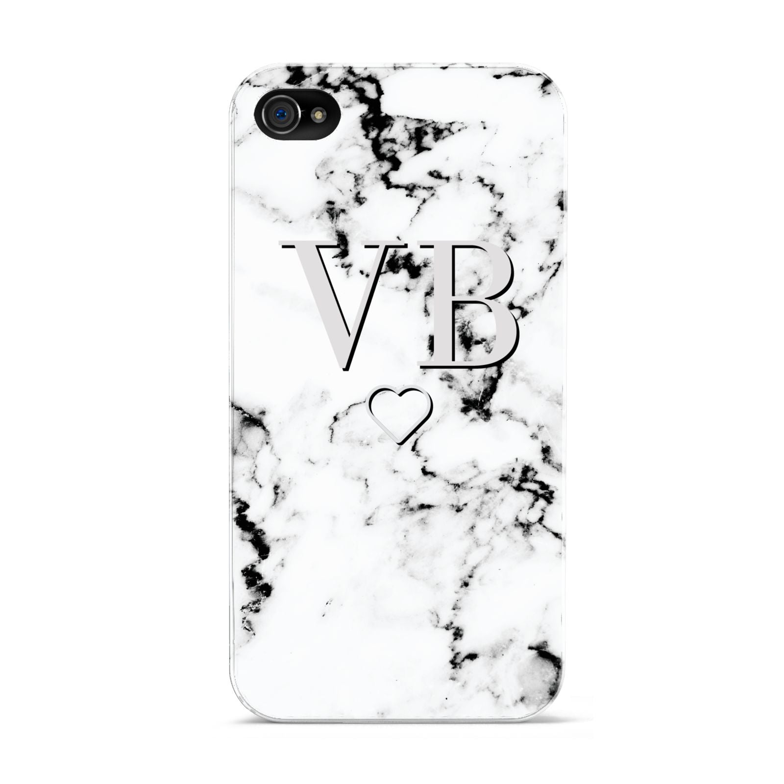 Personalised Initials Outline Heart Marble Apple iPhone 4s Case