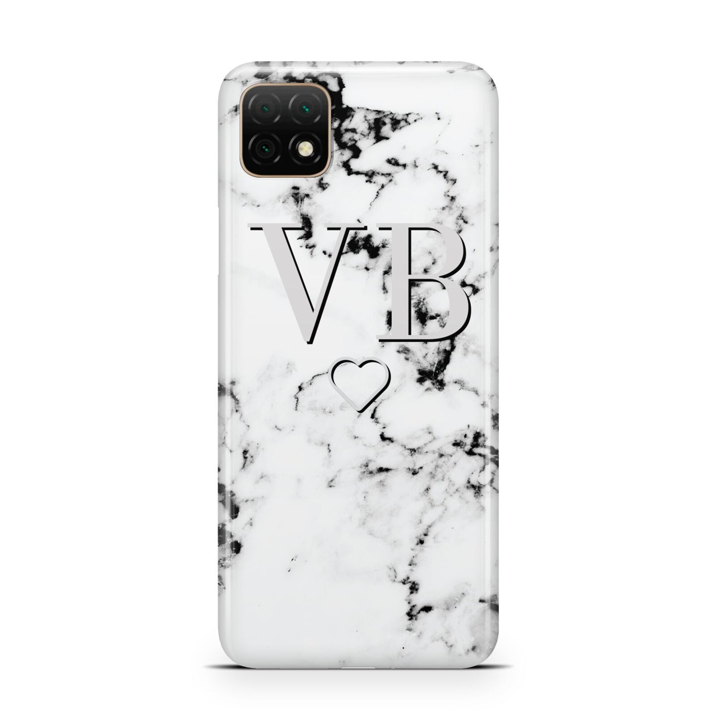 Personalised Initials Outline Heart Marble Huawei Enjoy 20 Phone Case