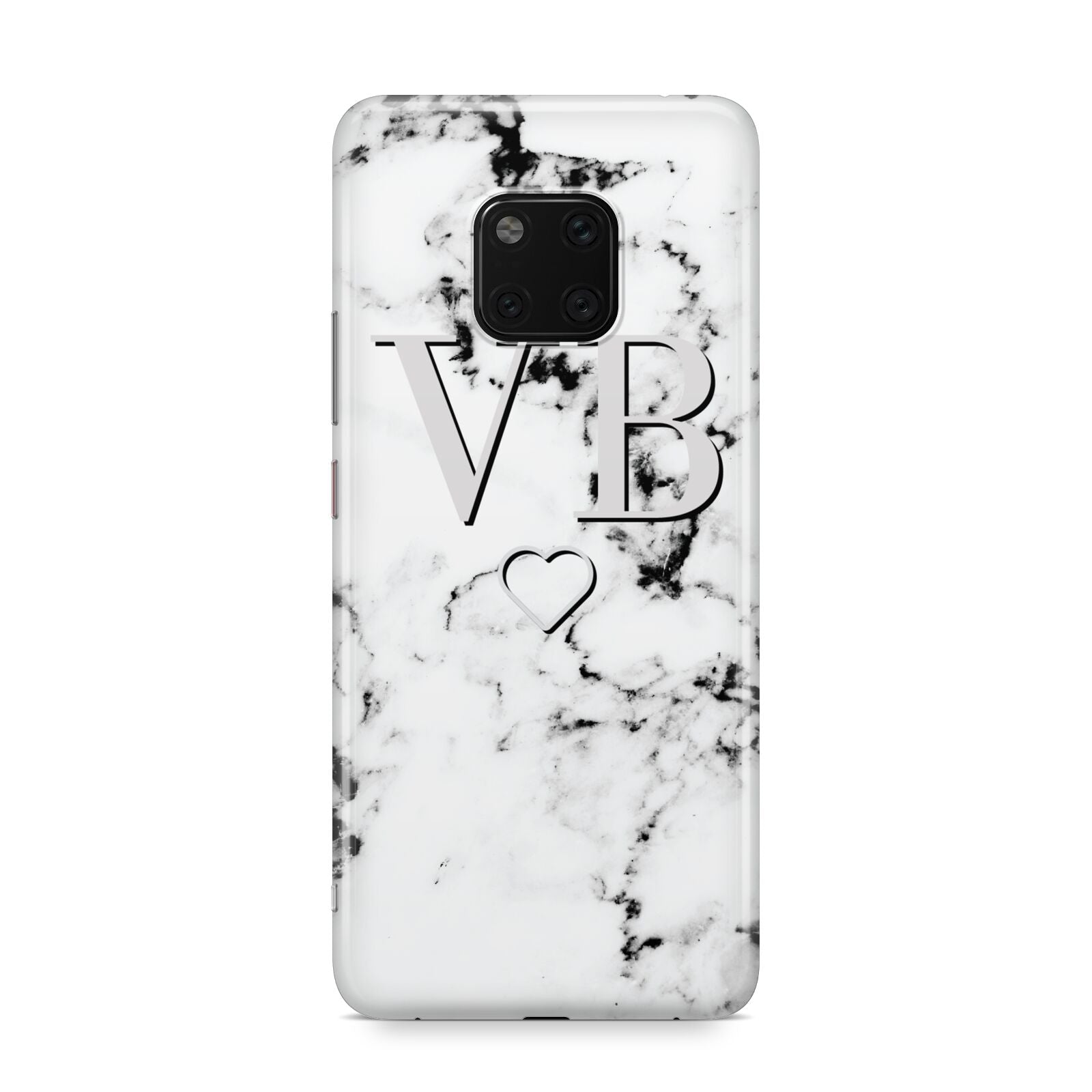 Personalised Initials Outline Heart Marble Huawei Mate 20 Pro Phone Case