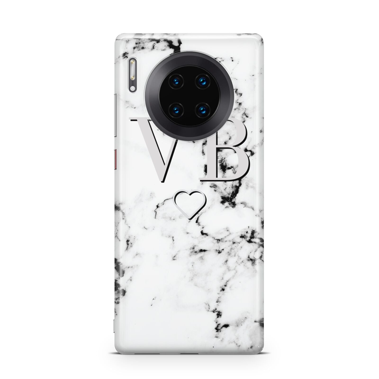 Personalised Initials Outline Heart Marble Huawei Mate 30 Pro Phone Case