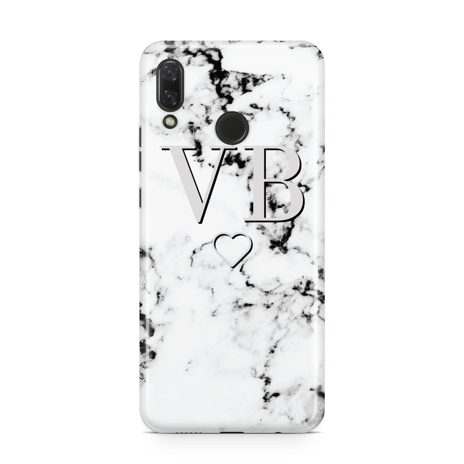 Personalised Initials Outline Heart Marble Huawei Nova 3 Phone Case