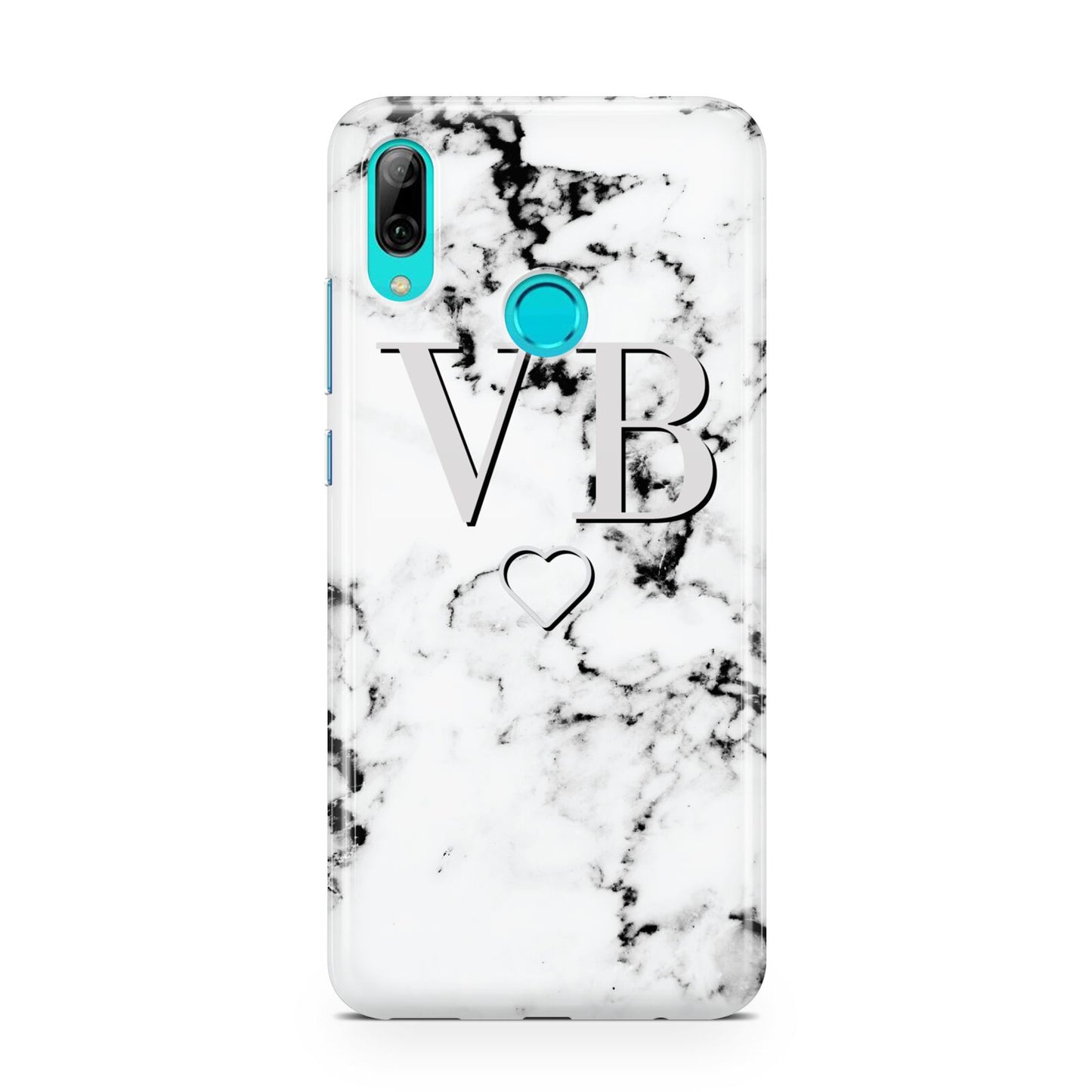 Personalised Initials Outline Heart Marble Huawei P Smart 2019 Case