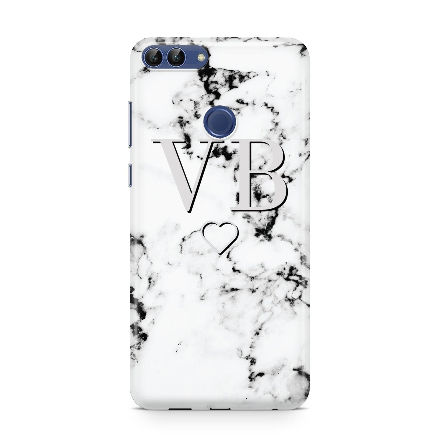 Personalised Initials Outline Heart Marble Huawei P Smart Case