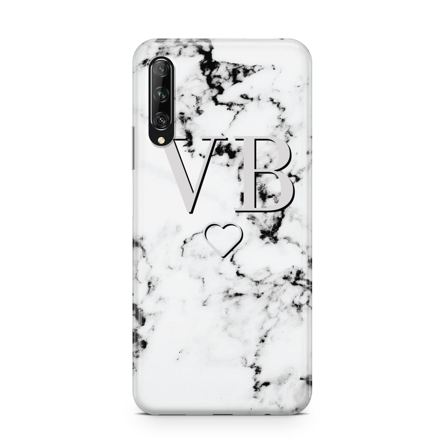 Personalised Initials Outline Heart Marble Huawei P Smart Pro 2019