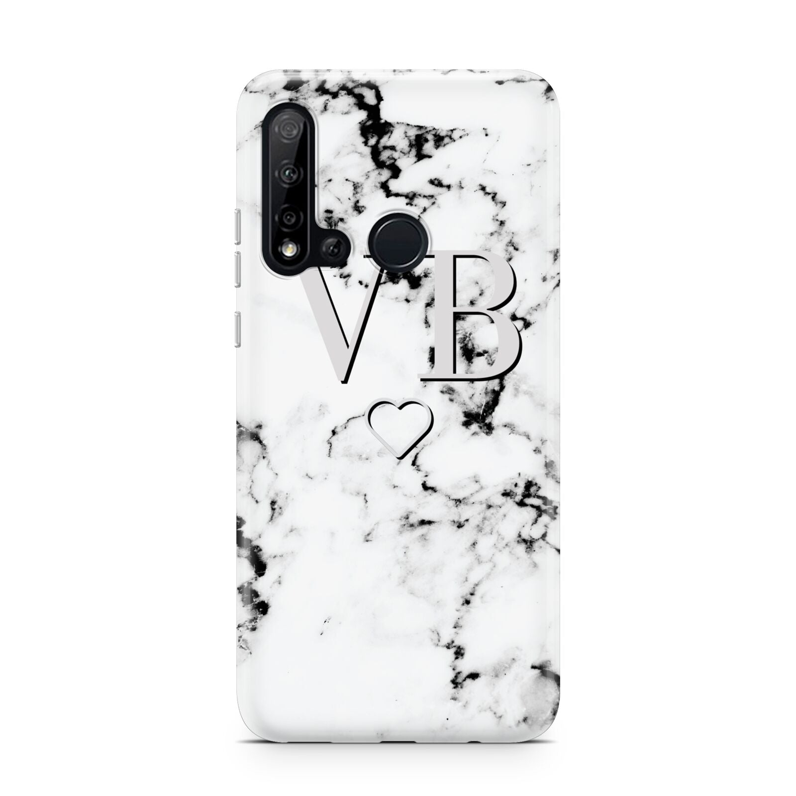 Personalised Initials Outline Heart Marble Huawei P20 Lite 5G Phone Case