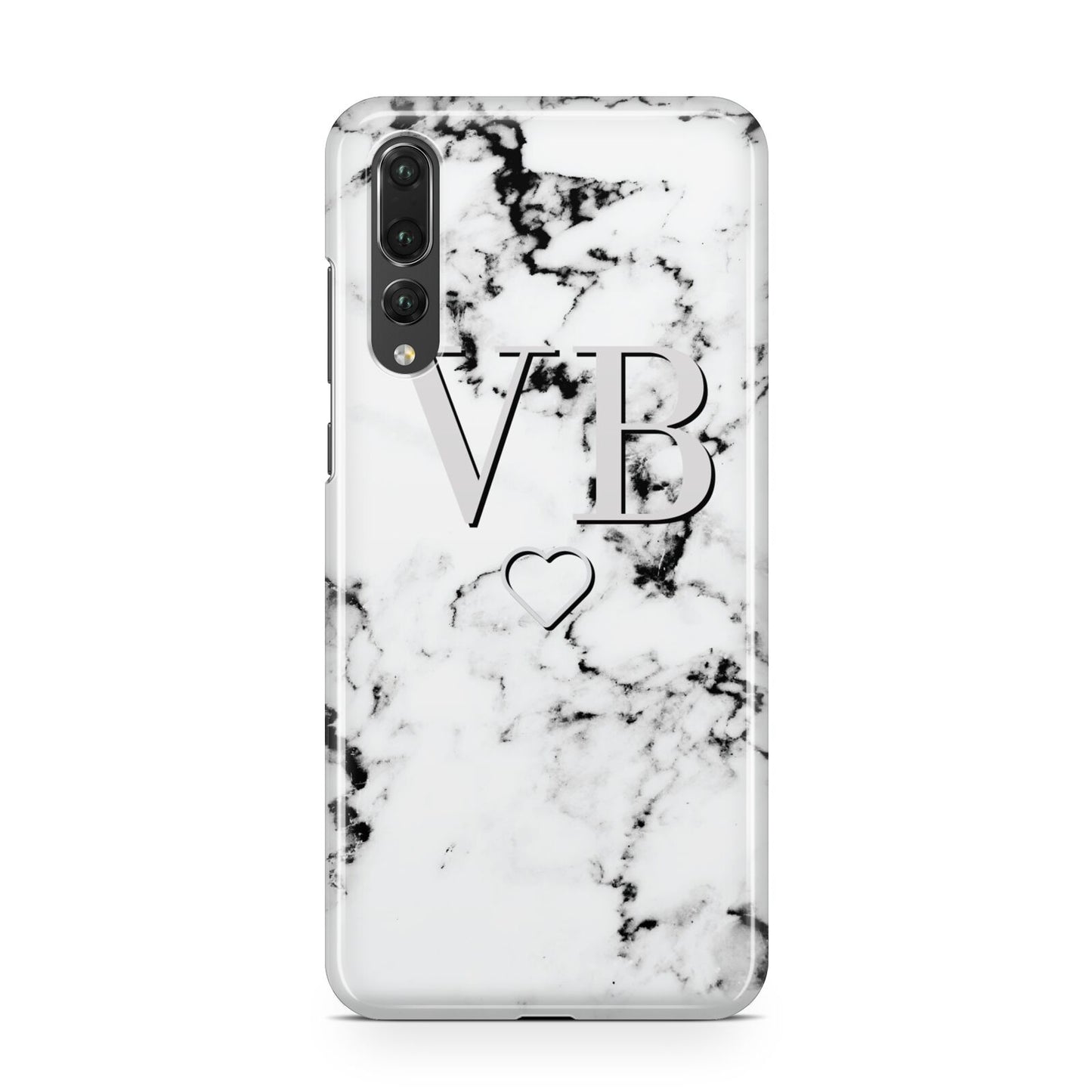 Personalised Initials Outline Heart Marble Huawei P20 Pro Phone Case