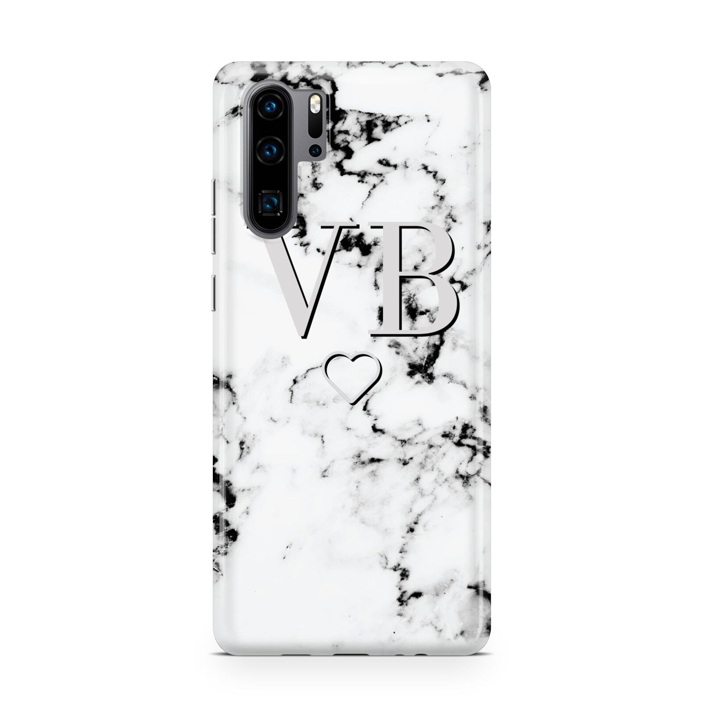 Personalised Initials Outline Heart Marble Huawei P30 Pro Phone Case
