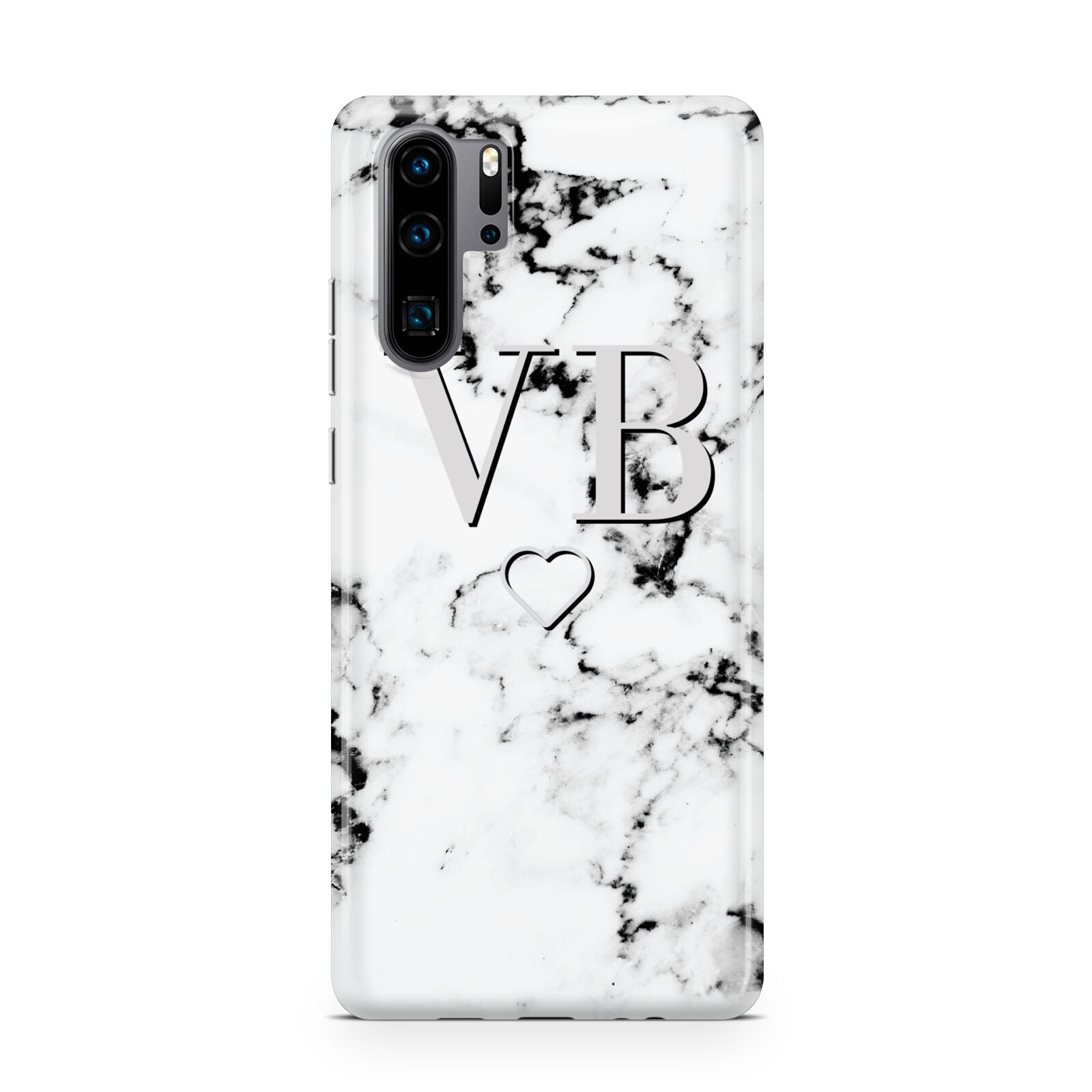 Personalised Initials Outline Heart Marble Huawei P30 Pro Phone Case