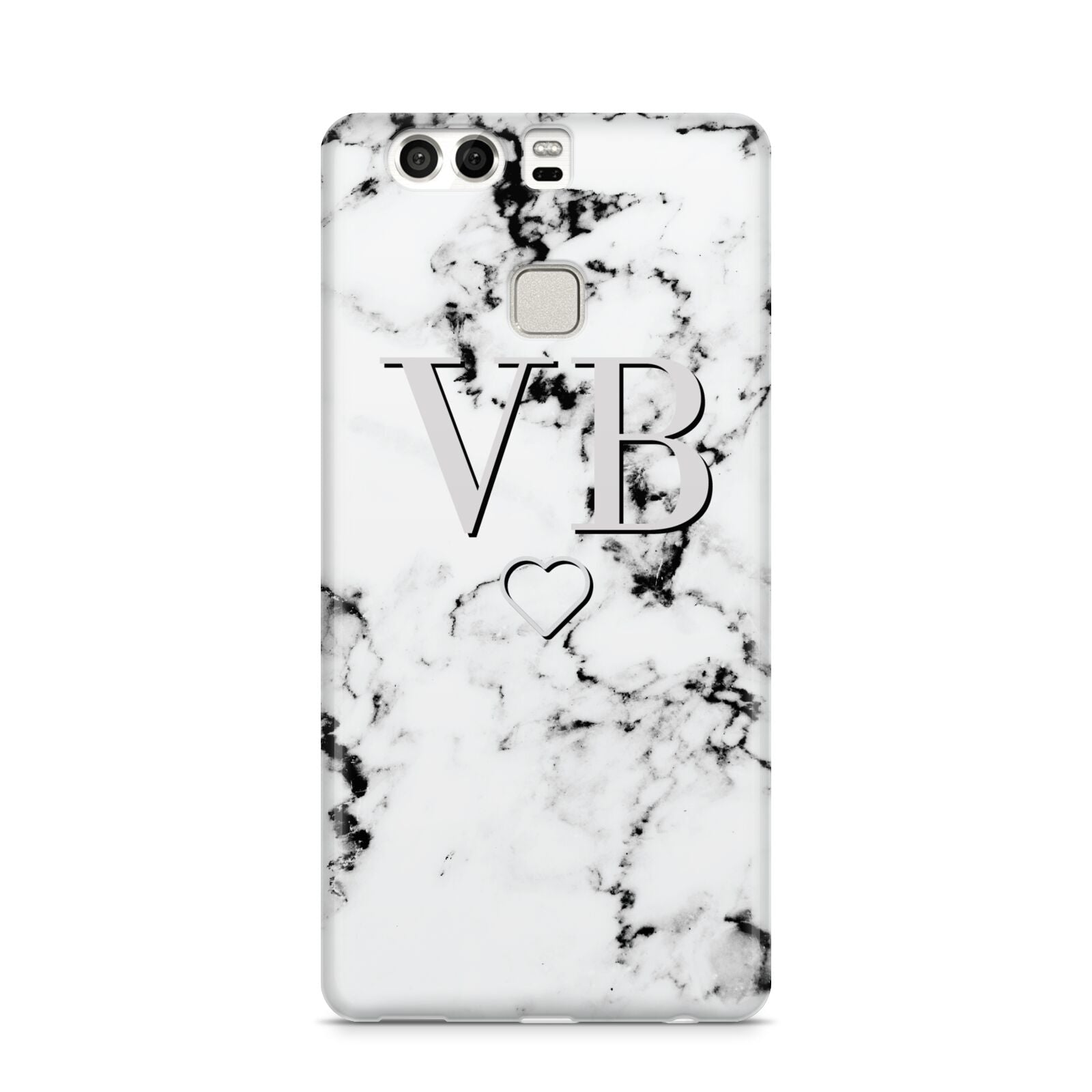 Personalised Initials Outline Heart Marble Huawei P9 Case