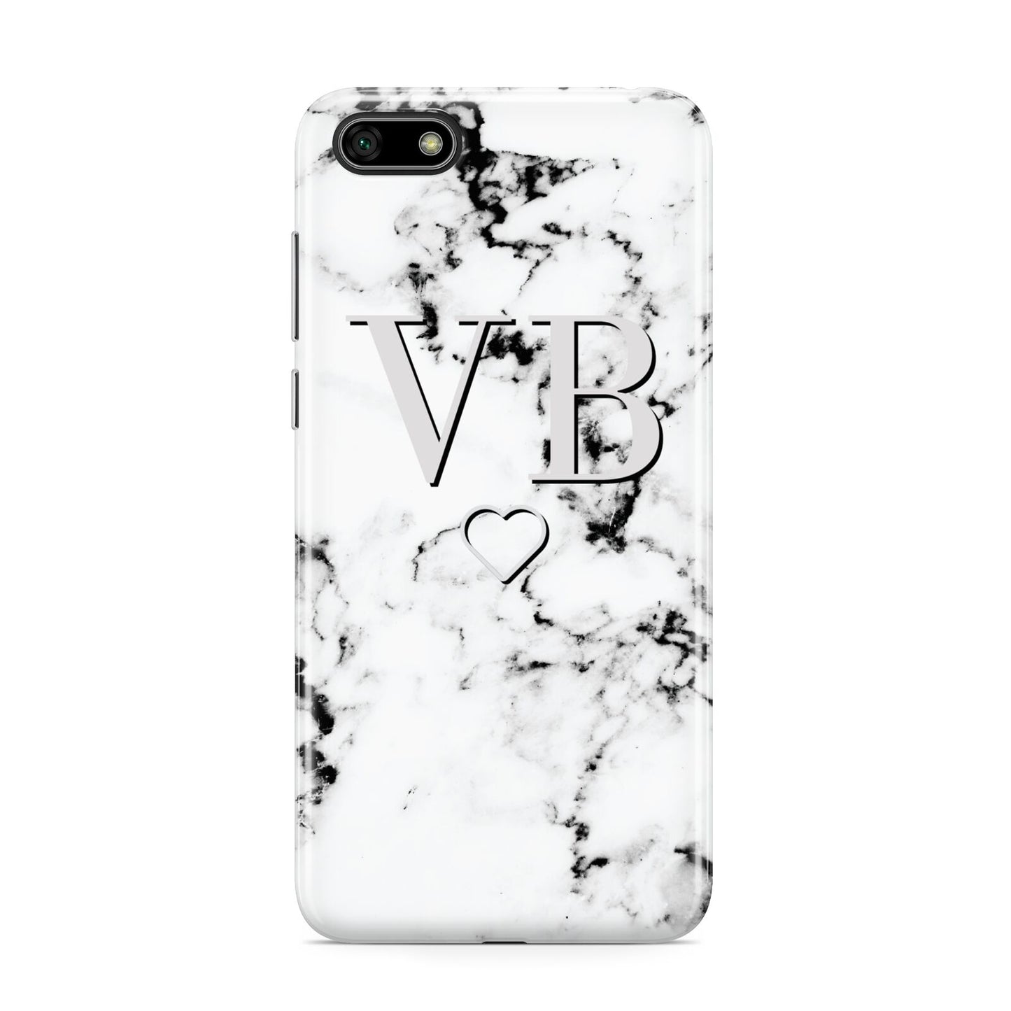 Personalised Initials Outline Heart Marble Huawei Y5 Prime 2018 Phone Case