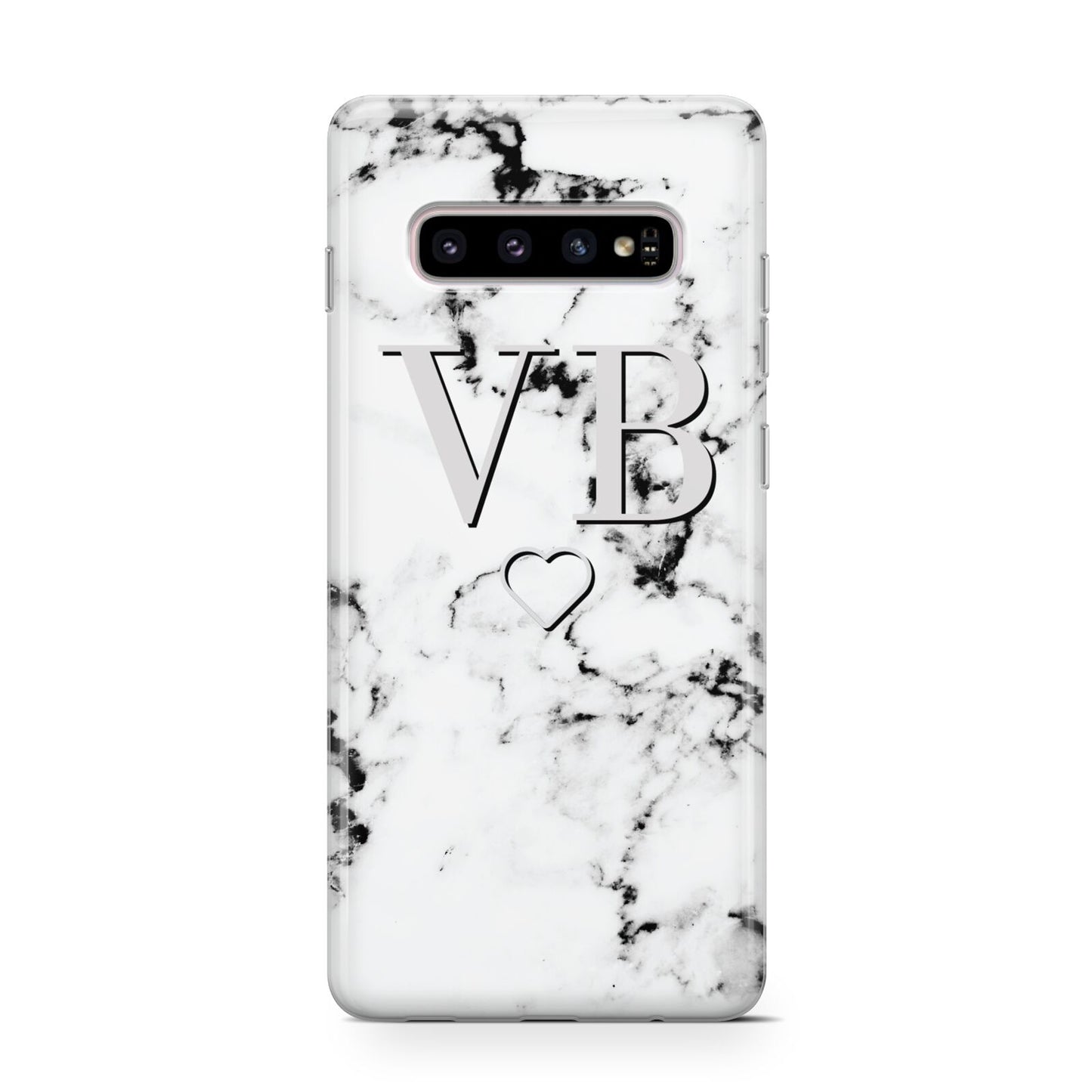 Personalised Initials Outline Heart Marble Protective Samsung Galaxy Case