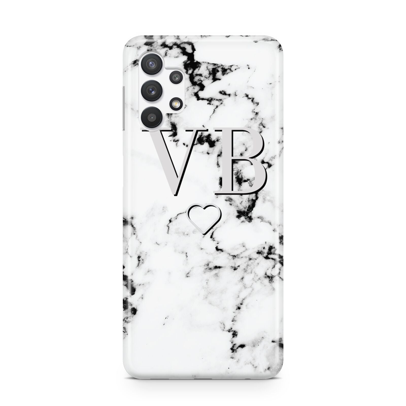Personalised Initials Outline Heart Marble Samsung A32 5G Case