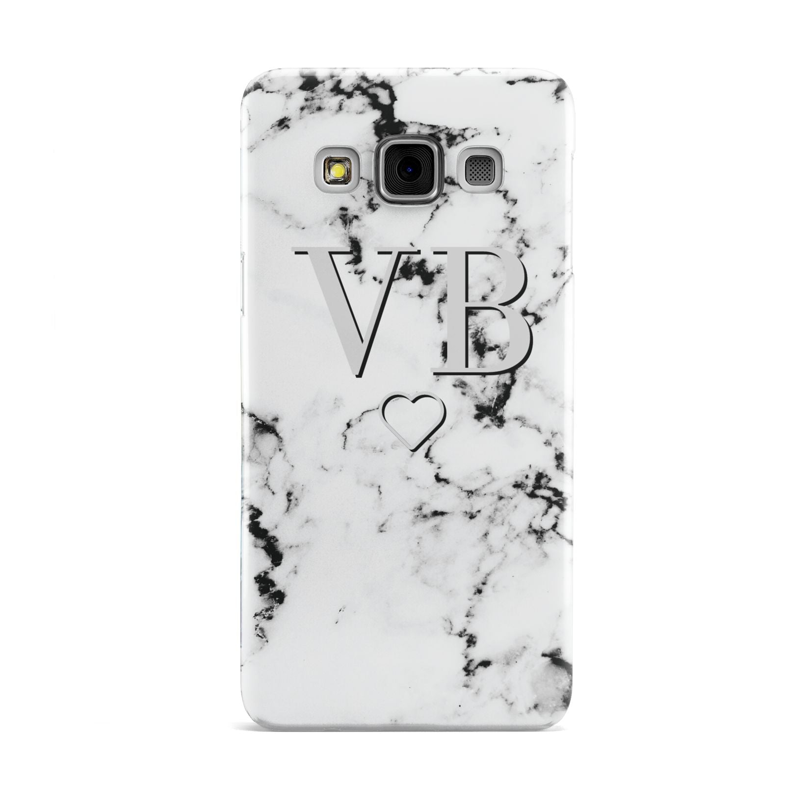 Personalised Initials Outline Heart Marble Samsung Galaxy A3 Case
