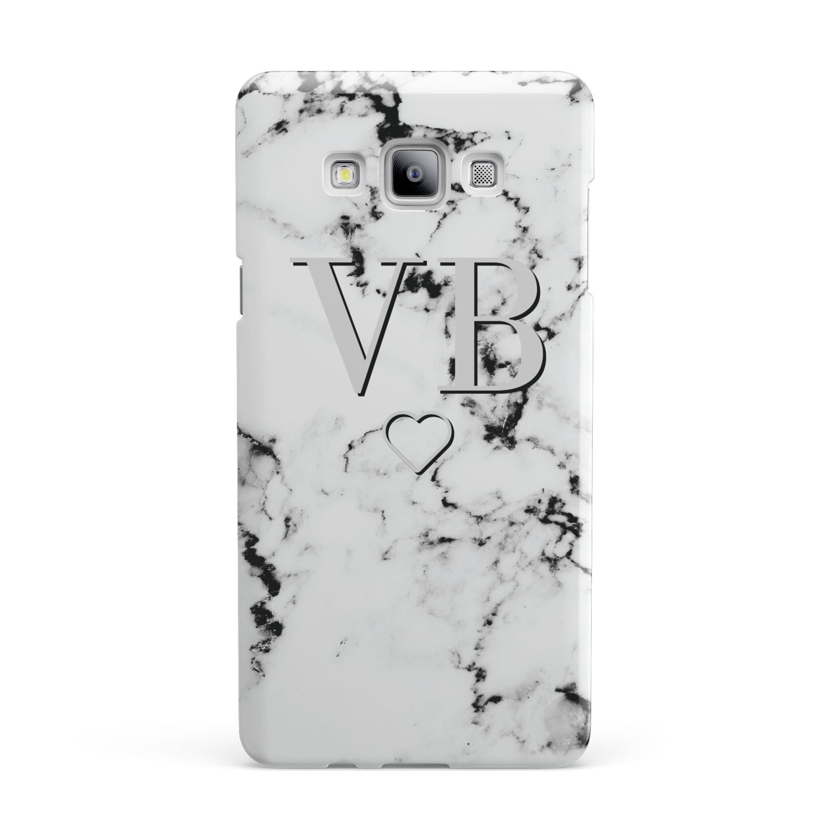 Personalised Initials Outline Heart Marble Samsung Galaxy A7 2015 Case