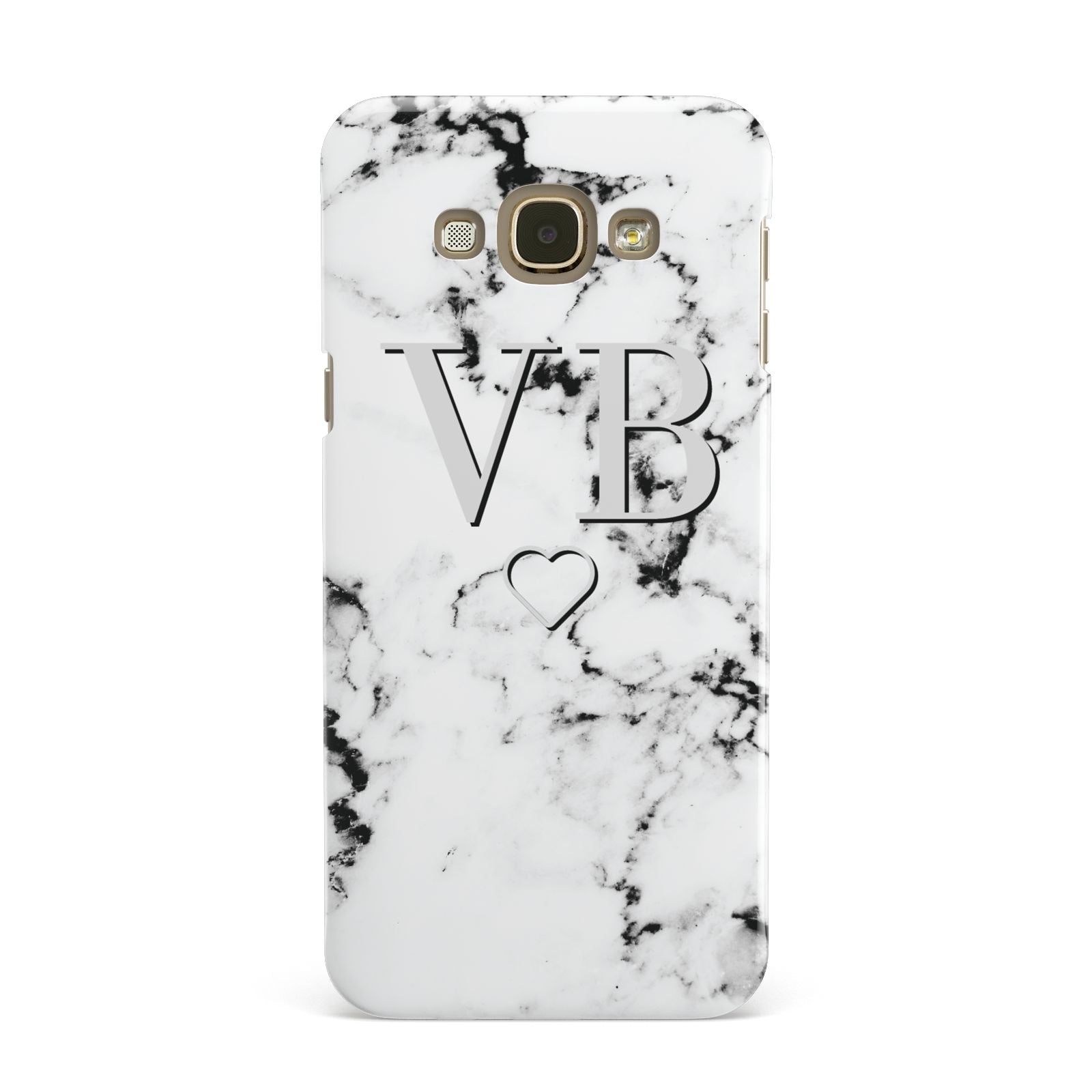 Personalised Initials Outline Heart Marble Samsung Galaxy A8 Case