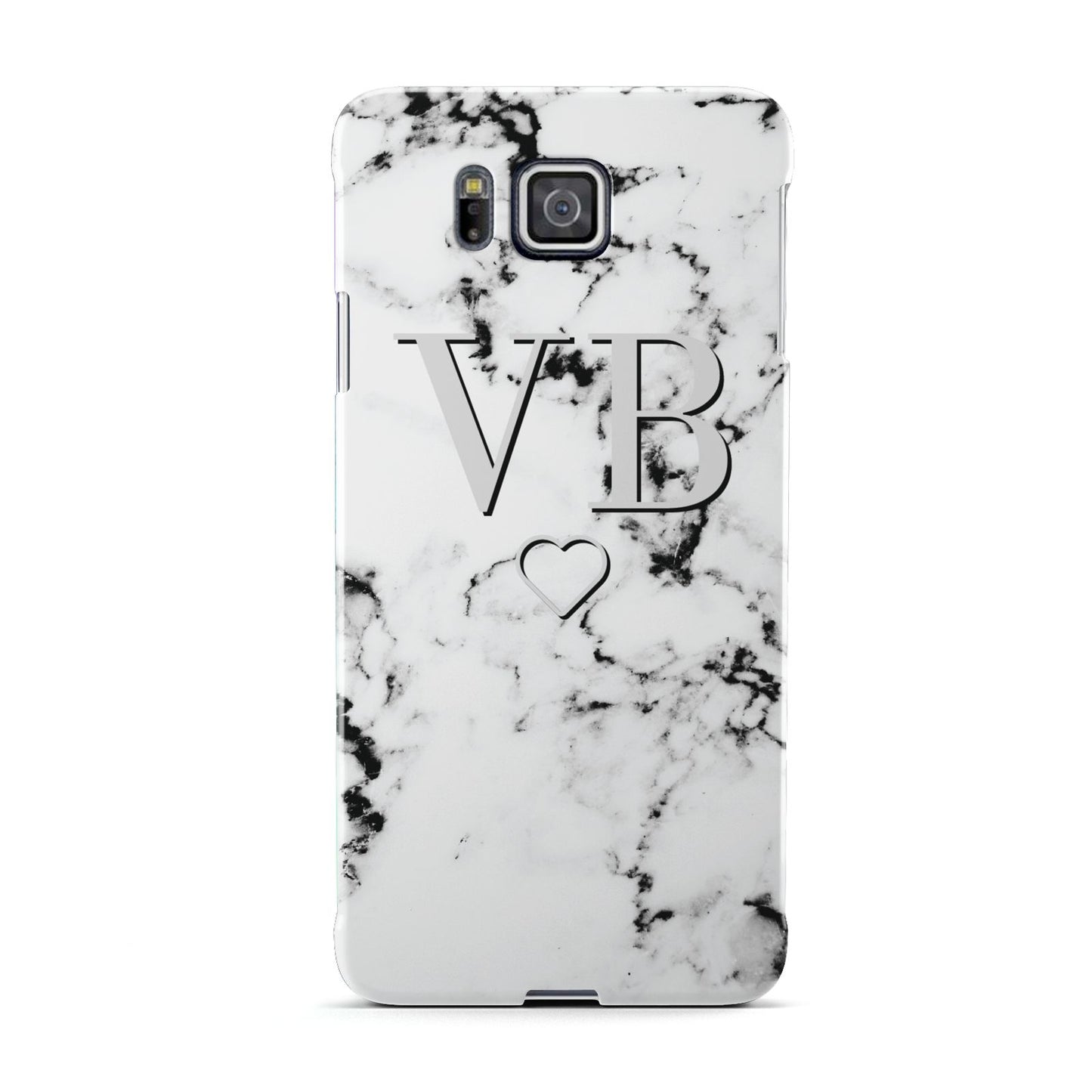 Personalised Initials Outline Heart Marble Samsung Galaxy Alpha Case
