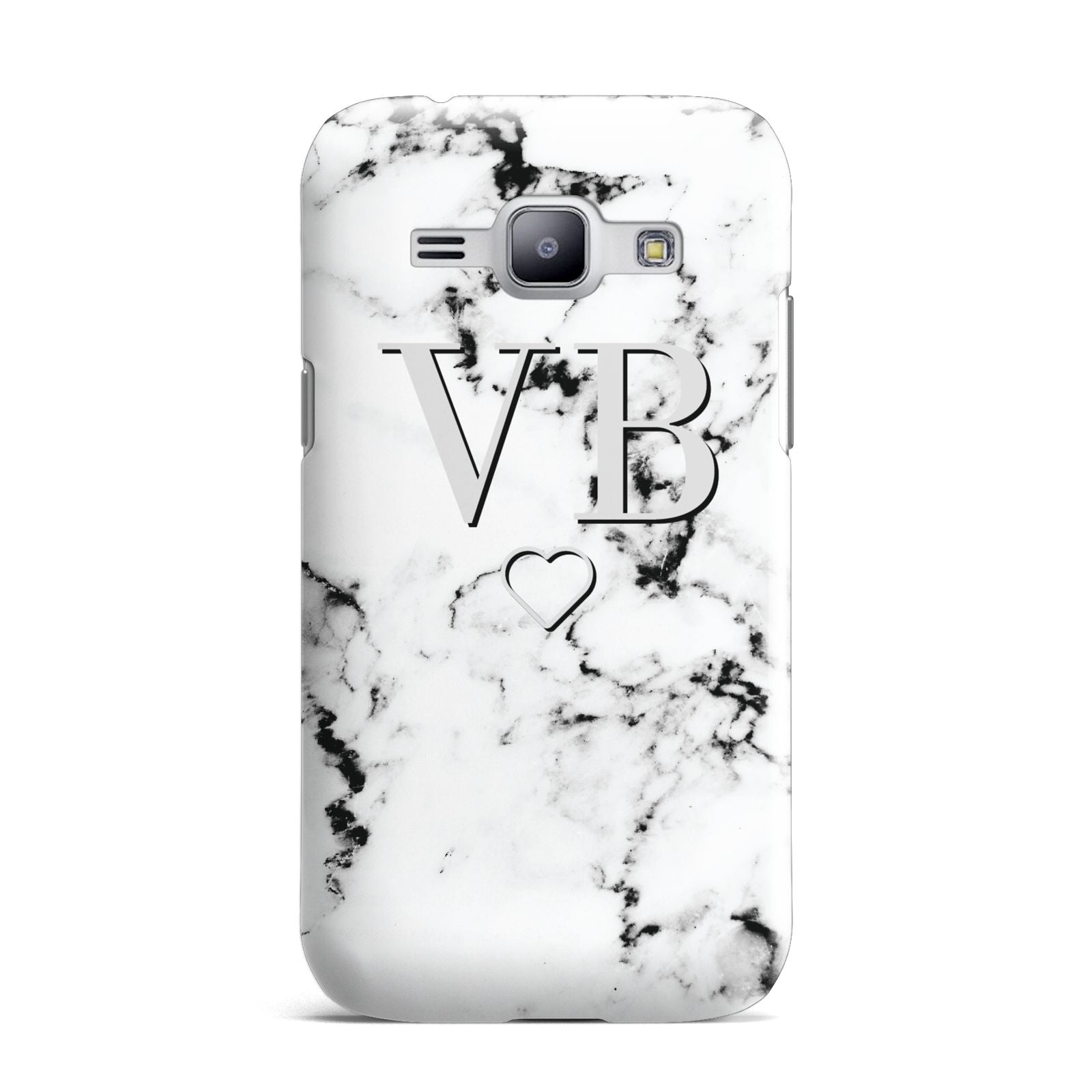Personalised Initials Outline Heart Marble Samsung Galaxy J1 2015 Case