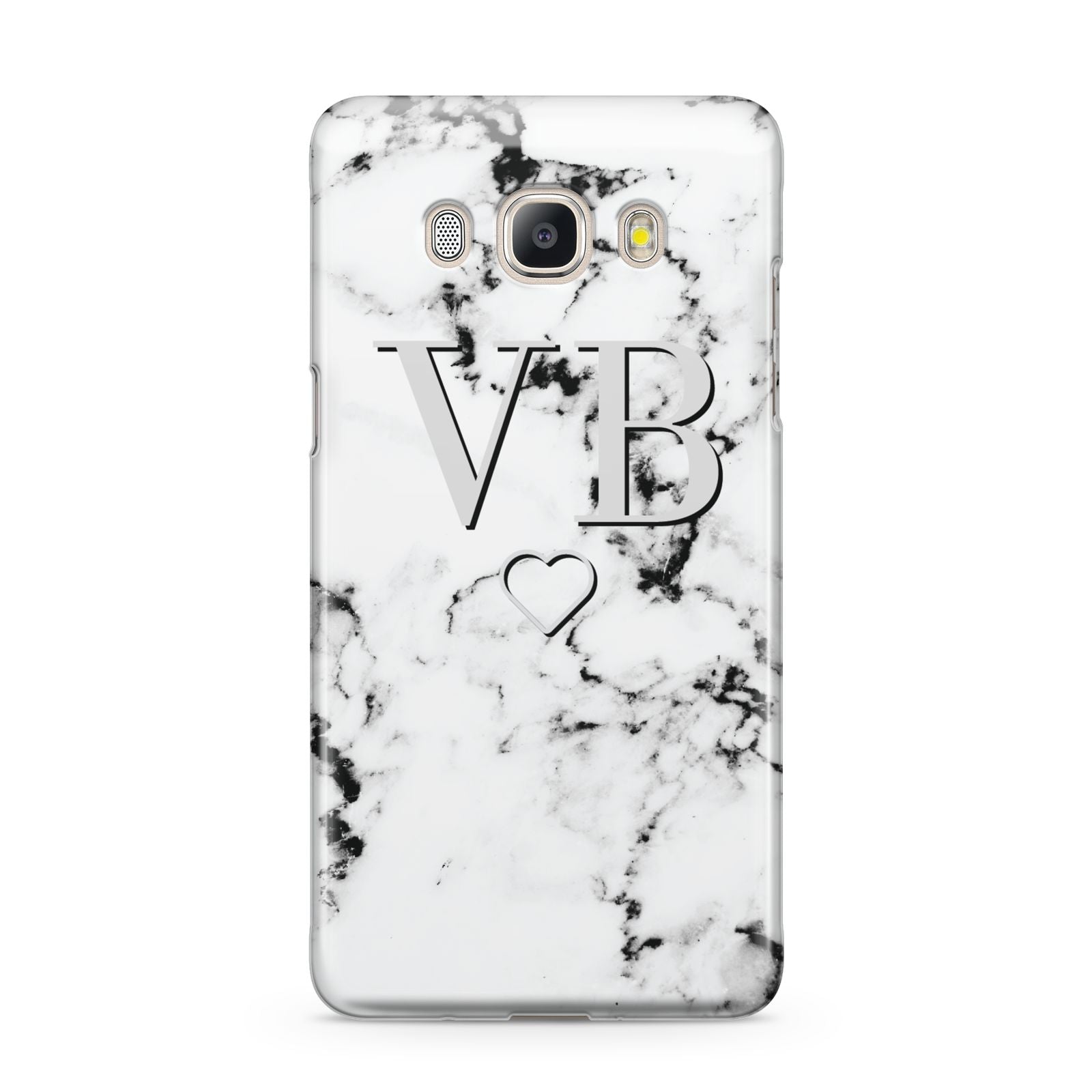 Personalised Initials Outline Heart Marble Samsung Galaxy J5 2016 Case