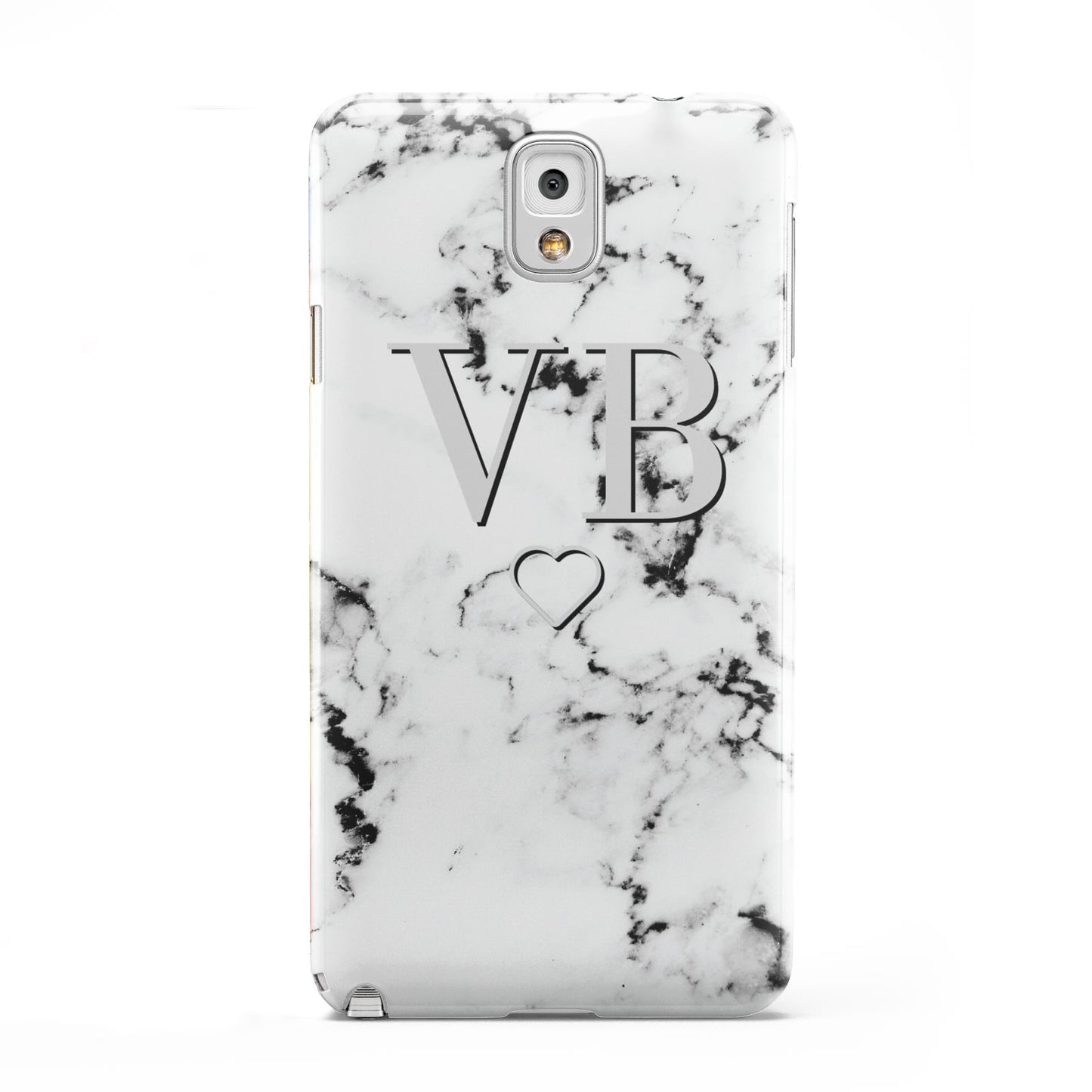Personalised Initials Outline Heart Marble Samsung Galaxy Note 3 Case