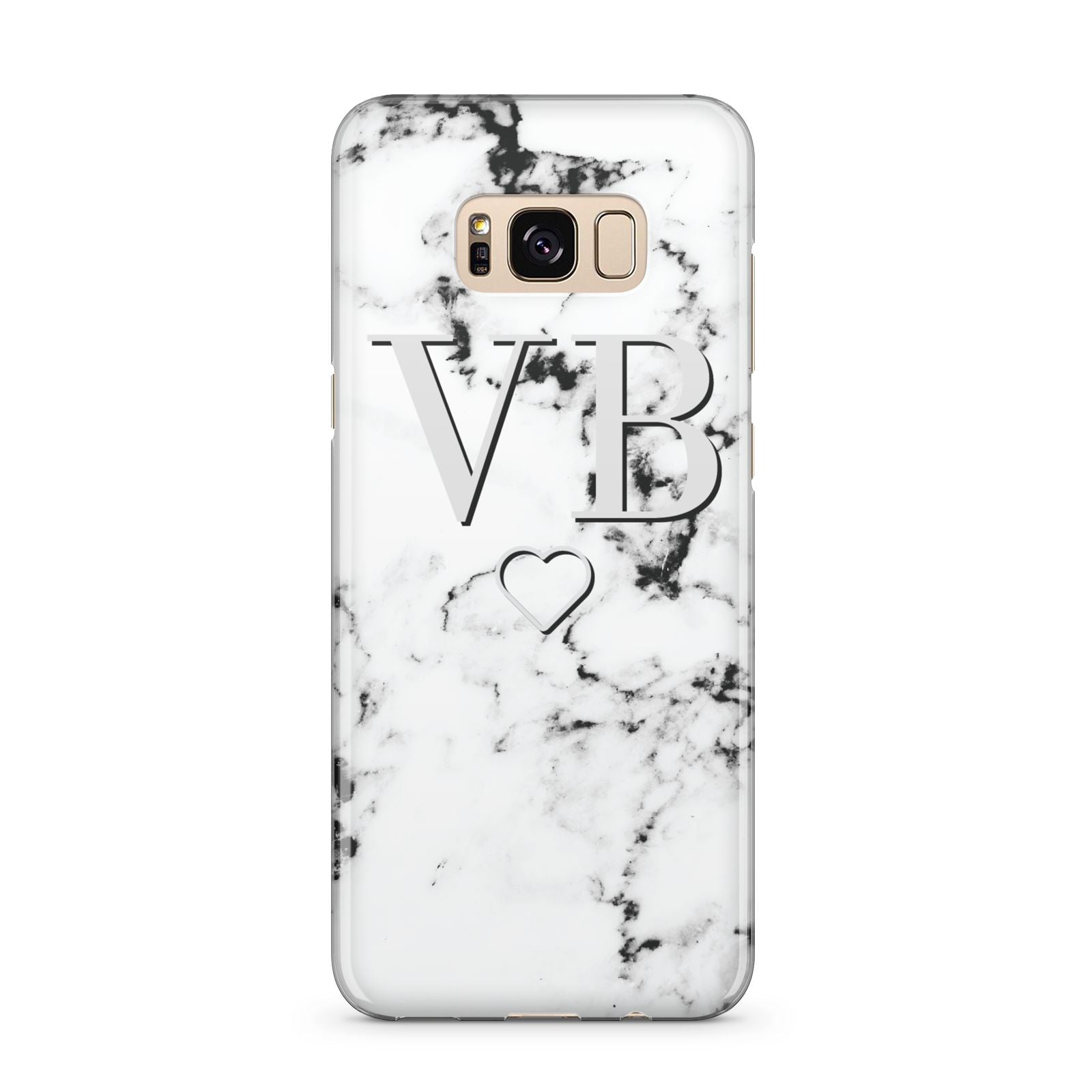 Personalised Initials Outline Heart Marble Samsung Galaxy S8 Plus Case